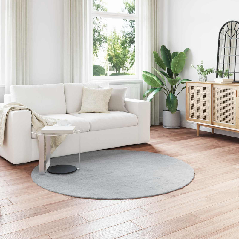 Load image into Gallery viewer, Vidaxl nep konijnenbont tapijt olite grijs ø 200 cm polyester
