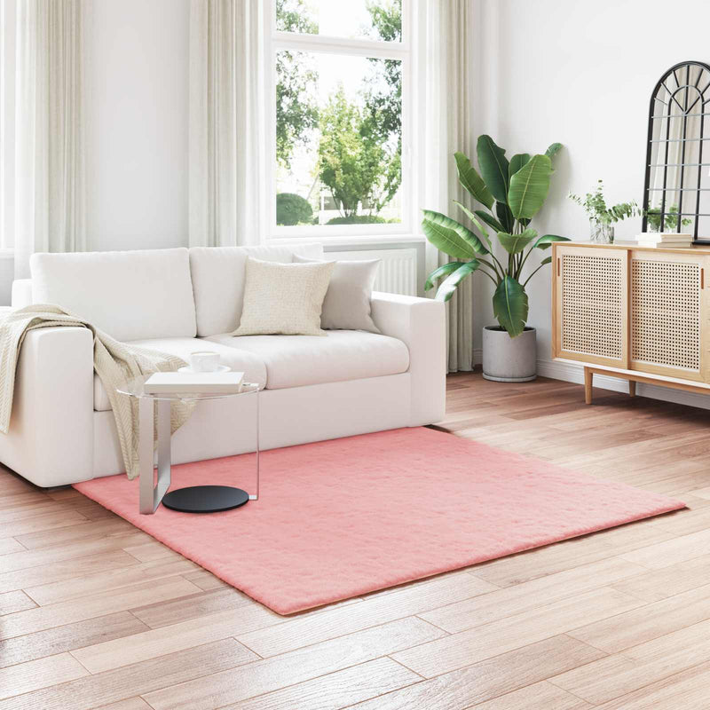 Load image into Gallery viewer, Vidaxl nep konijnenbont tapijt olite roze 120 x 120 cm polyester
