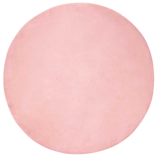 Vidaxl nep konijnenbont tapijt olite roze ø 80 cm polyester