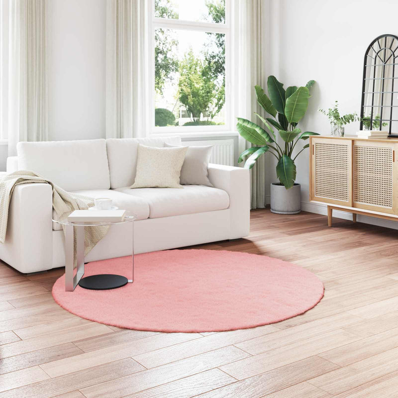 Load image into Gallery viewer, Vidaxl nep konijnenbont tapijt olite roze ø 200 cm polyester
