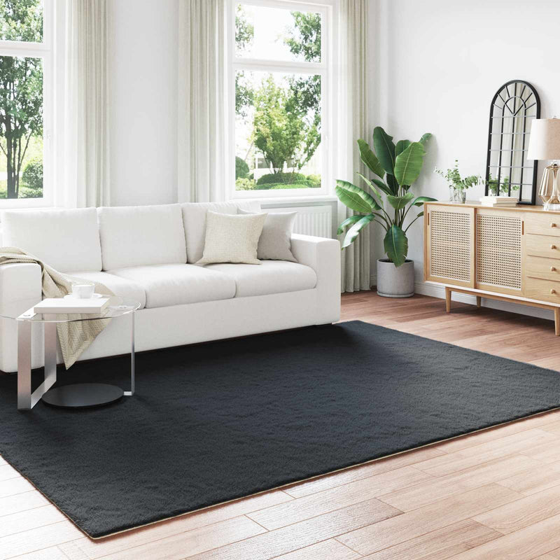Load image into Gallery viewer, Vidaxl nep konijnenbont tapijt olite zwart 200 x 280 cm polyester
