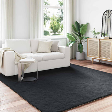 Vidaxl nep konijnenbont tapijt olite zwart 240 x 240 cm polyester