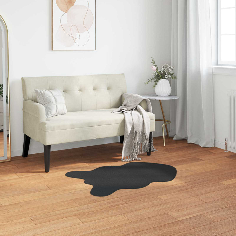 Load image into Gallery viewer, Vidaxl nep konijnenbont tapijt olite zwart 50 x 80 cm polyester
