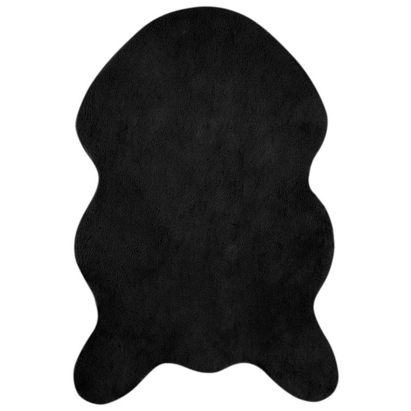 Load image into Gallery viewer, Vidaxl nep konijnenbont tapijt olite zwart 80 x 120 cm polyester
