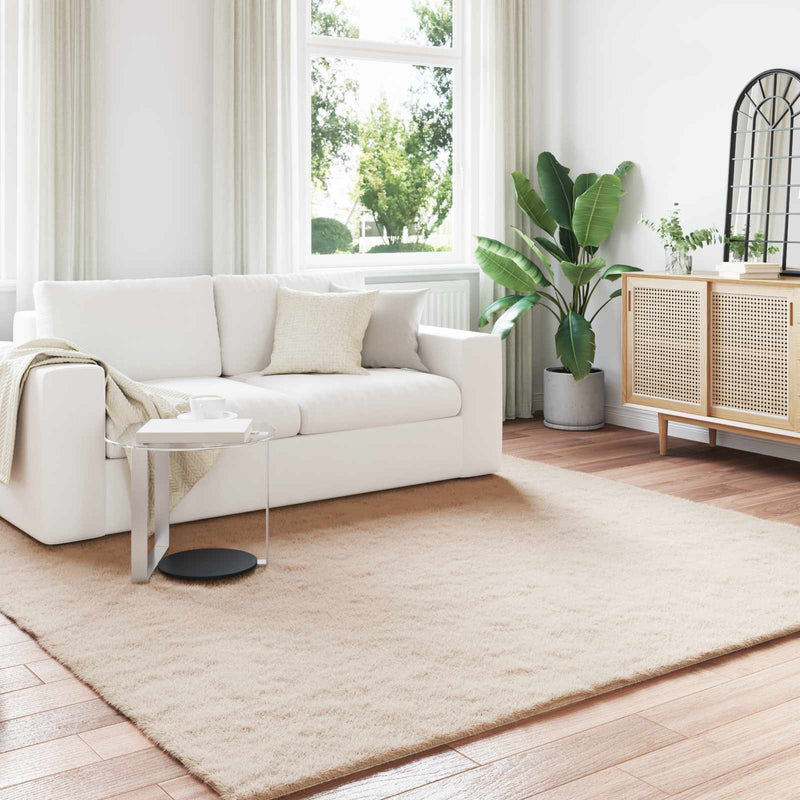 Load image into Gallery viewer, Vidaxl nep konijnenbont tapijt olite taupe 200 x 200 cm polyester
