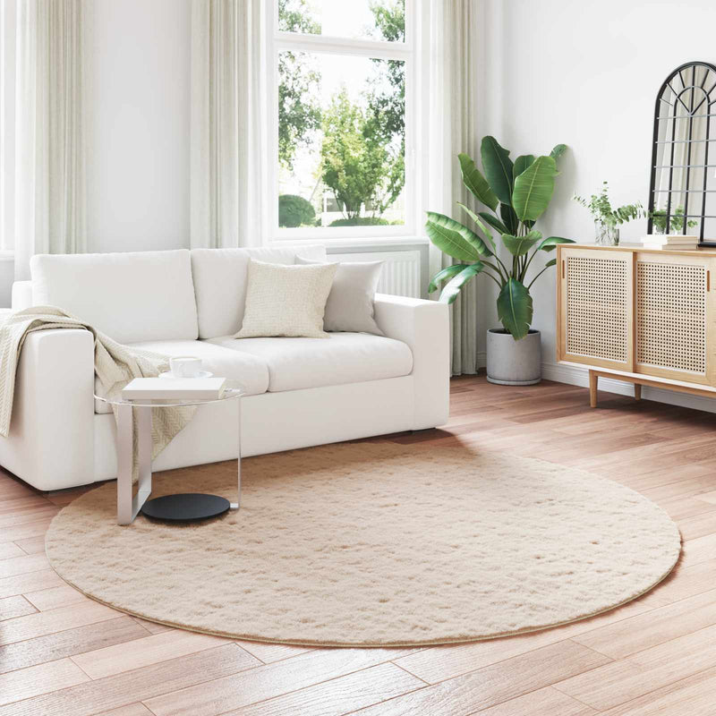 Load image into Gallery viewer, Vidaxl nep konijnenbont tapijt olite taupe ø 200 cm polyester
