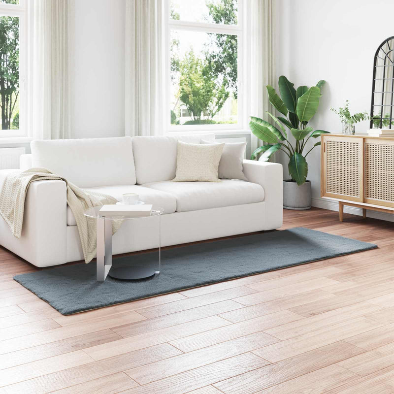 Load image into Gallery viewer, Vidaxl nep konijnenbont tapijt olite antraciet 80 x 250 cm polyester
