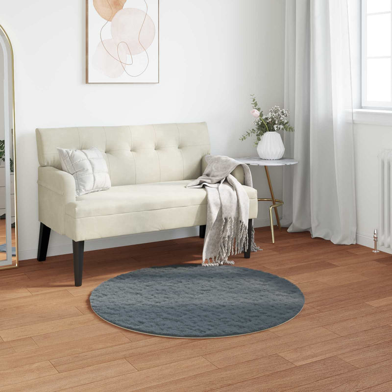 Load image into Gallery viewer, Vidaxl nep konijnenbont tapijt olite antraciet ø 120 cm polyester
