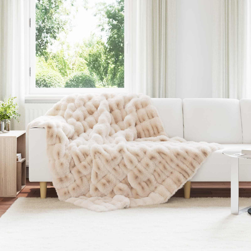 Load image into Gallery viewer, Vidaxl neppels konijnenbont deken olite beige 150 x 220 cm polyester
