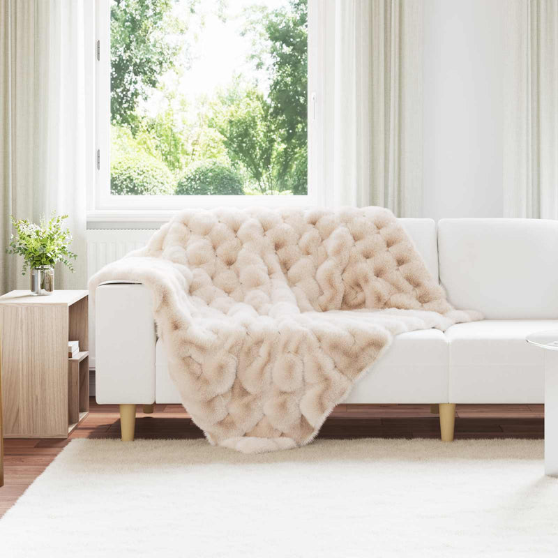 Load image into Gallery viewer, Vidaxl neppels konijnenbont deken olite 4 pcs beige 130 x 150 cm
