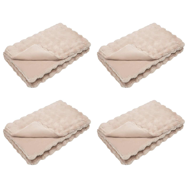 Load image into Gallery viewer, Vidaxl neppels konijnenbont deken olite 4 pcs beige 130 x 150 cm
