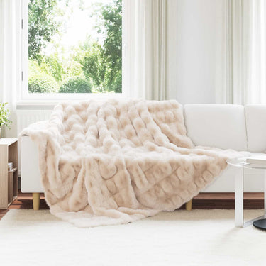 Vidaxl neppels konijnenbont deken olite 4 pcs beige 220 x 240 cm