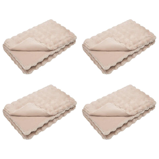 Vidaxl neppels konijnenbont deken olite 4 pcs beige 240 x 270 cm