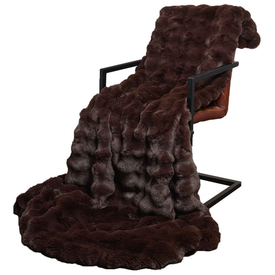 Vidaxl neppels konijnenbont deken olite kameel 130 x 150 cm polyester