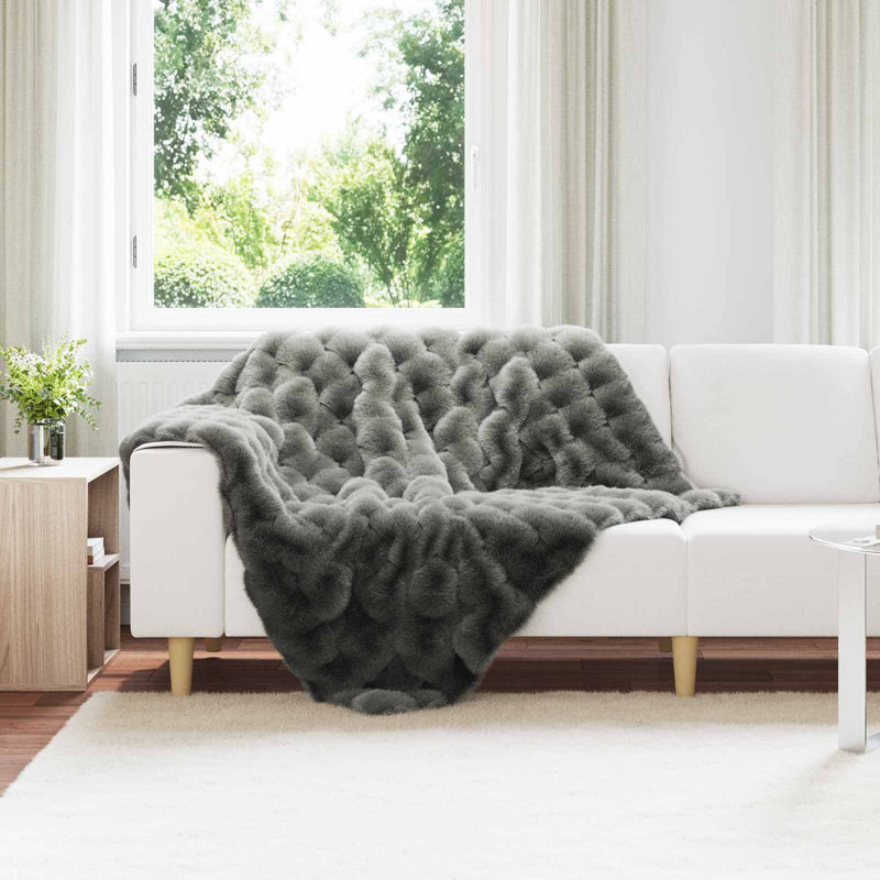 Load image into Gallery viewer, Vidaxl neppels konijnenbont deken olite donkergrijs 130 x 150 cm
