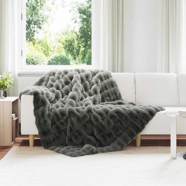 Vidaxl neppels konijnenbont deken olite donkergrijs 150 x 220 cm