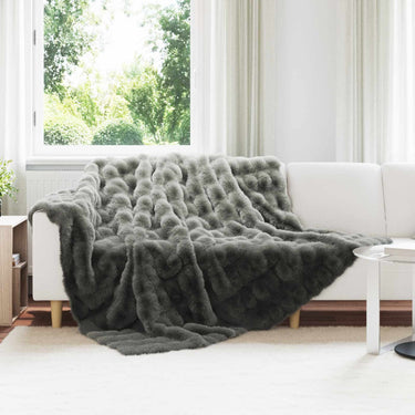 Vidaxl neppels konijnenbont deken olite 4 pcs donkergrijs 220 x 240 cm