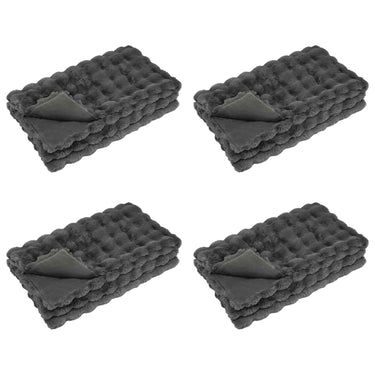 Vidaxl neppels konijnenbont deken olite 4 pcs donkergrijs 240 x 270 cm