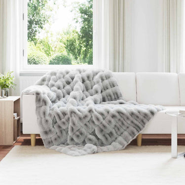 Vidaxl neppels konijnenbont deken olite grijs 150 x 220 cm polyester