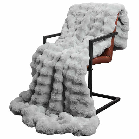 Vidaxl neppels konijnenbont deken olite grijs 150 x 220 cm polyester