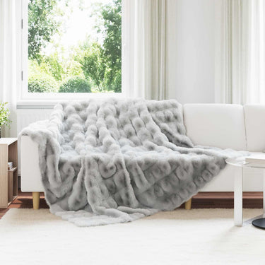 Vidaxl neppels konijnenbont deken olite grijs 240 x 270 cm polyester