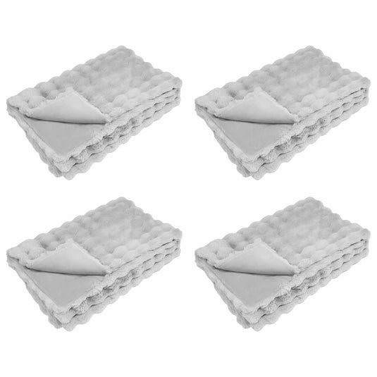 Vidaxl neppels konijnenbont deken olite 4 pcs grijs 150 x 220 cm