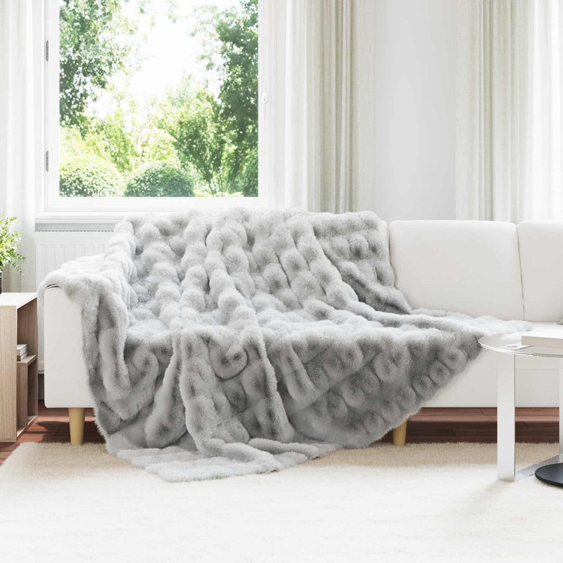 Load image into Gallery viewer, Vidaxl neppels konijnenbont deken olite 4 pcs grijs 240 x 270 cm
