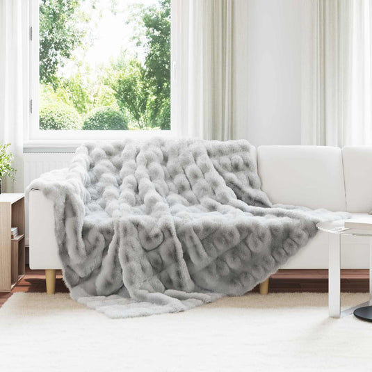 Vidaxl neppels konijnenbont deken olite 4 pcs grijs 240 x 270 cm