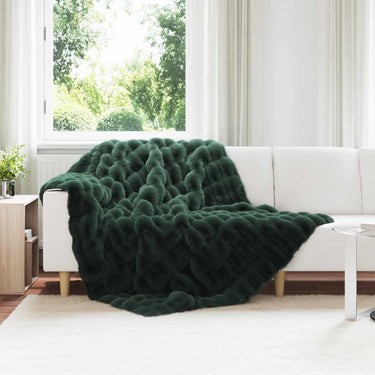 Vidaxl neppels konijnenbont deken olite 4 pcs donkergroen 150 x 220 cm
