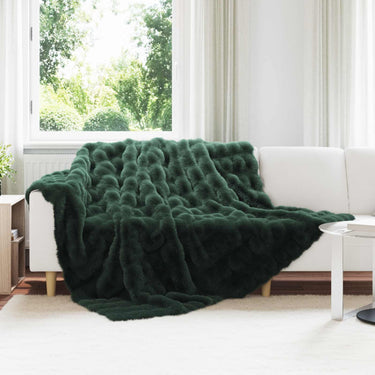 Vidaxl neppels konijnenbont deken olite 4 pcs donkergroen 220 x 240 cm