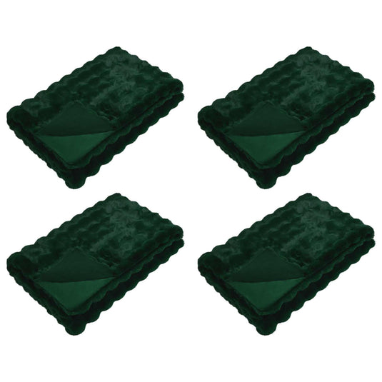 Vidaxl neppels konijnenbont deken olite 4 pcs donkergroen 220 x 240 cm