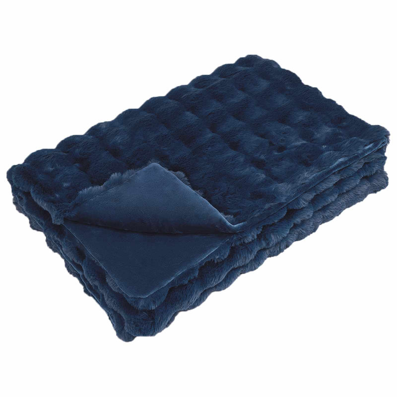 Load image into Gallery viewer, Vidaxl neppels konijnenbont deken olite marineblauw 150 x 220 cm
