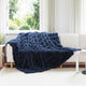 Vidaxl neppels konijnenbont deken olite marineblauw 240 x 270 cm