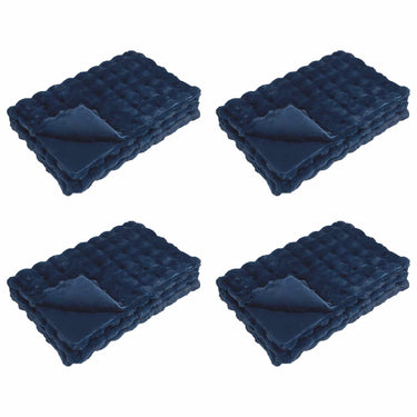 Vidaxl neppels konijnenbont deken olite 4 pcs marineblauw 240 x 270 cm