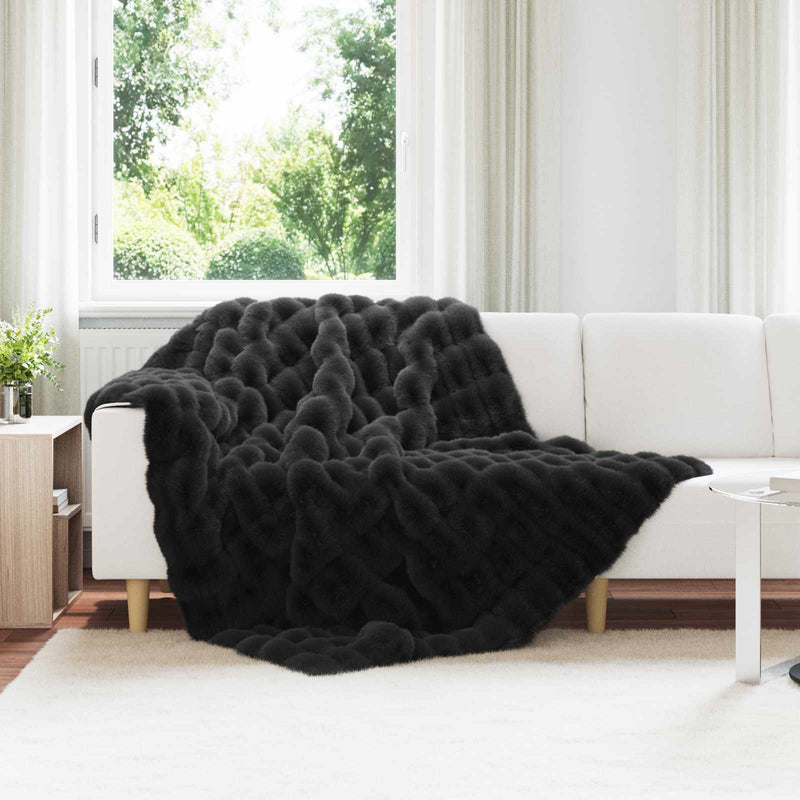 Load image into Gallery viewer, Vidaxl neppels konijnenbont deken olite 4 pcs zwart 150 x 220 cm
