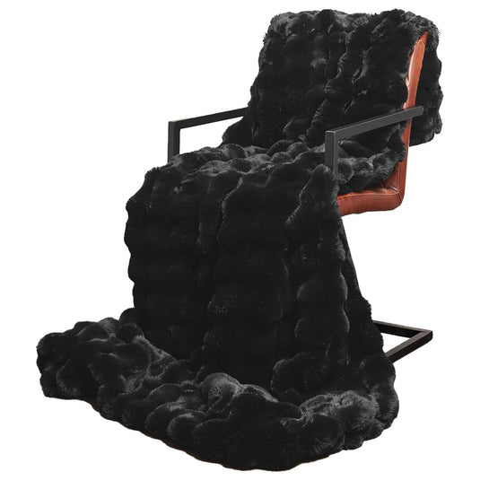 Vidaxl neppels konijnenbont deken olite 4 pcs zwart 150 x 220 cm