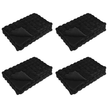 Vidaxl neppels konijnenbont deken olite 4 pcs zwart 220 x 240 cm