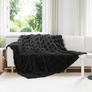 Vidaxl neppels konijnenbont deken olite 4 pcs zwart 240 x 270 cm