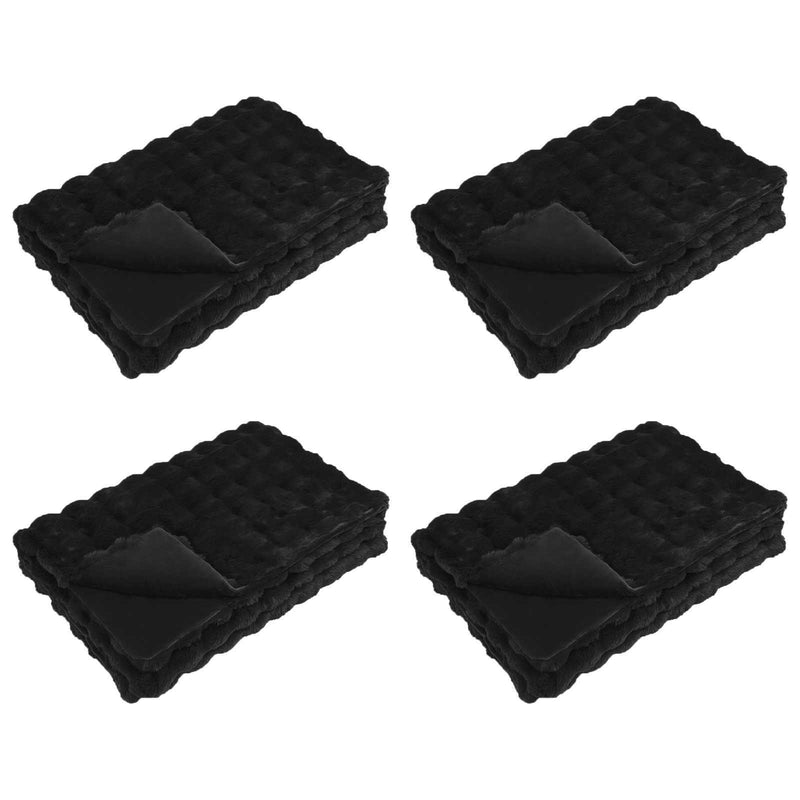 Load image into Gallery viewer, Vidaxl neppels konijnenbont deken olite 4 pcs zwart 240 x 270 cm
