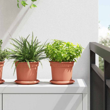Vidaxl ronde bloempot 24 pcs baksteenrood ø 15 x 12 cm kunststof