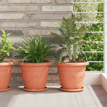 Vidaxl ronde bloempot 6 pcs baksteenrood ø 26 x 21.5 cm kunststof