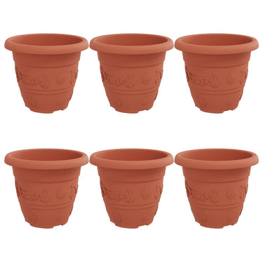 Vidaxl ronde bloempot 6 pcs baksteenrood ø 26 x 21.5 cm kunststof