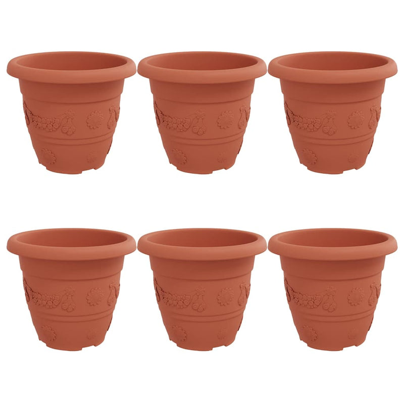 Load image into Gallery viewer, Vidaxl ronde bloempot 6 pcs baksteenrood ø 26 x 21.5 cm kunststof
