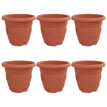Vidaxl ronde bloempot 6 pcs baksteenrood ø 26 x 21.5 cm kunststof