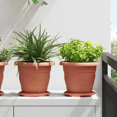 Vidaxl ronde bloemenschalen 6 pcs baksteenrood ø 17,5 x 2 cm kunststof