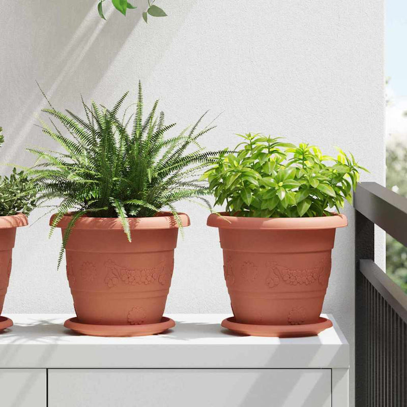 Load image into Gallery viewer, Vidaxl ronde bloemenschalen 24 pcs baksteenrood ø 14 x 2 cm kunststof

