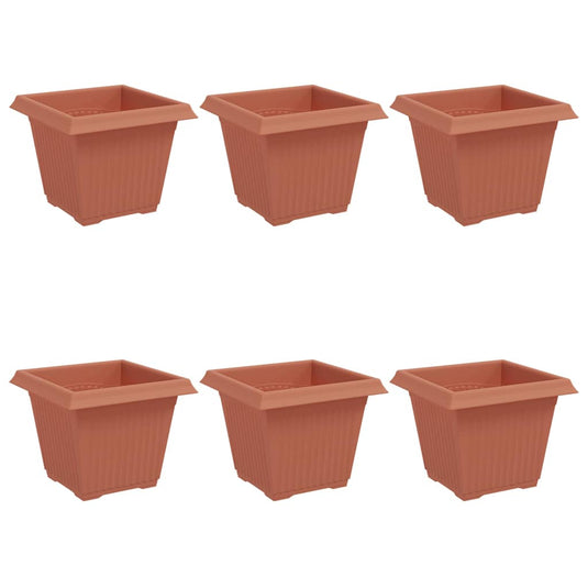 Vidaxl vierkante bloempot 6 pcs baksteenrood 20 x 20 x 16 cm kunststof