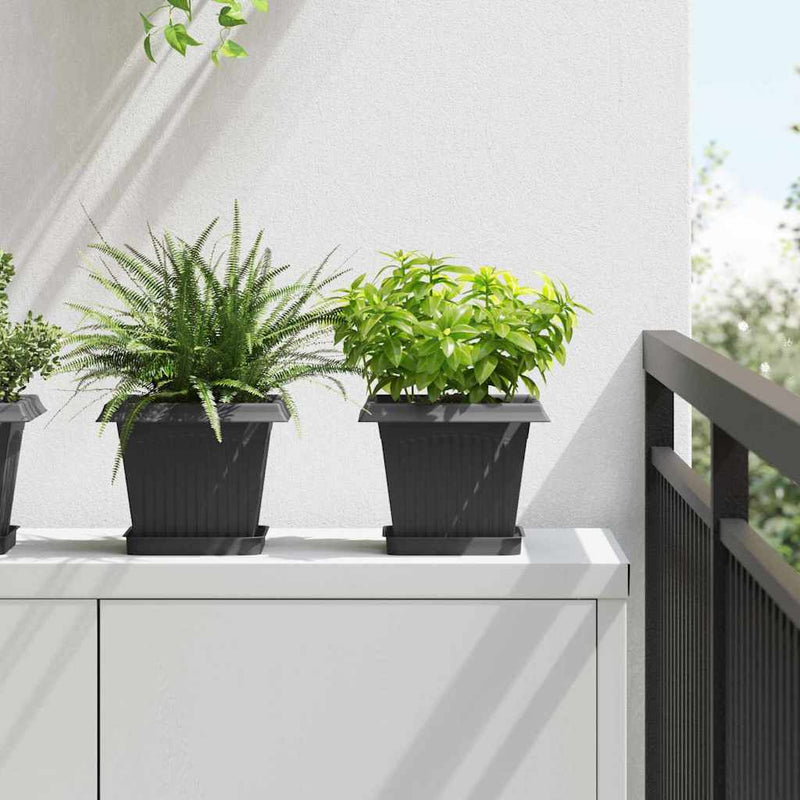 Load image into Gallery viewer, Vidaxl vierkante bloempot 6 pcs zwart 20 x 20 x 16 cm kunststof
