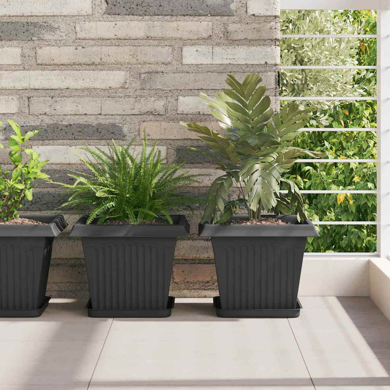 Load image into Gallery viewer, Vidaxl vierkante bloempot 6 pcs zwart 28,5 x 28,5 x 22 cm kunststof
