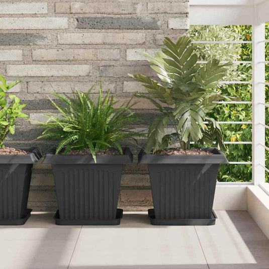 Vidaxl vierkante bloempot 24 pcs zwart 33 x 33 x 26 cm kunststof